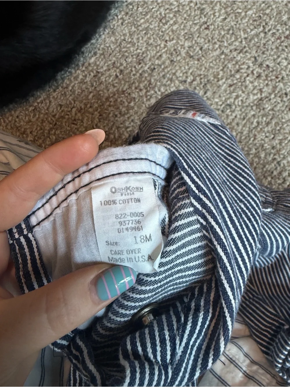 OshKosh B'gosh Navy and White Pinstripe Overalls